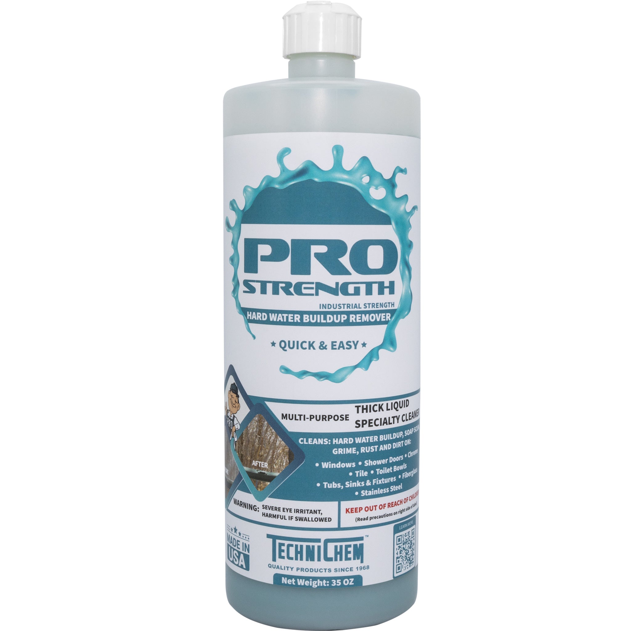 TECHNICHEM Pro-Strength Hard Water Stain Remover, Industrial Strength Hard Water, Mineral, Rust & Soap Scum Remover, 35 oz Bottle